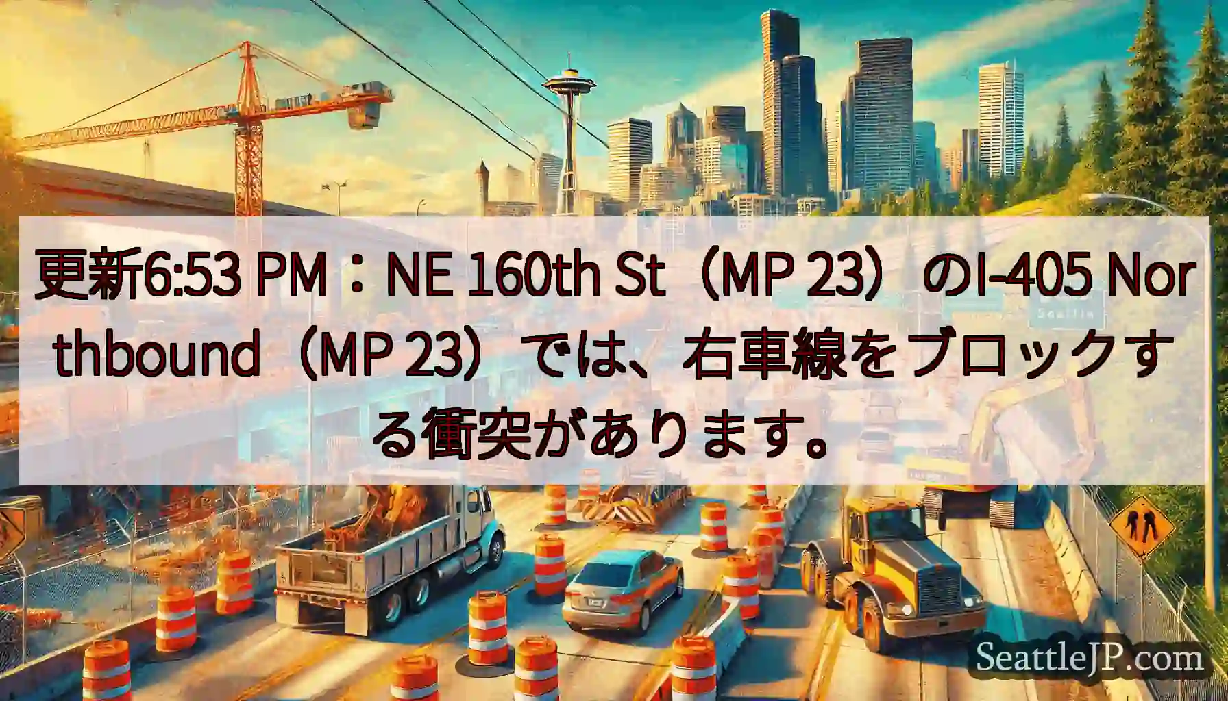 更新6:53 PM：NE 160th St（MP 23）のI-405 Northbound（MP