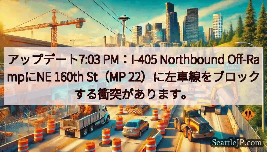 アップデート7:03 PM：I-405 Northbound Off-RampにNE 160th