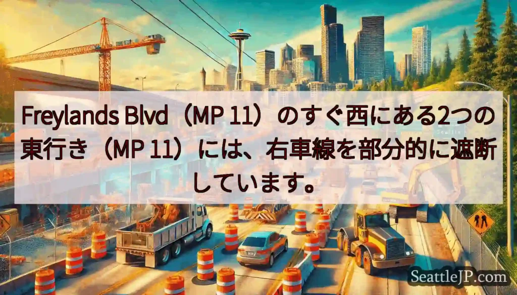 Freylands Blvd（MP 11）のすぐ西にある2つの東行き（MP