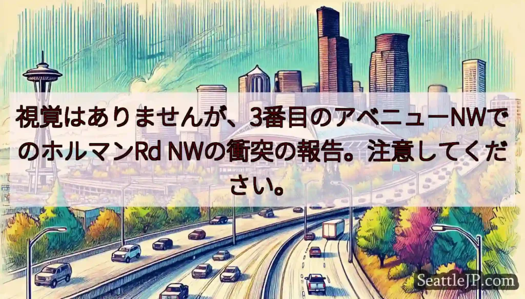 視覚はありませんが、3番目のアベニューNWでのホルマンRd NWの衝突の報告。注意してください。