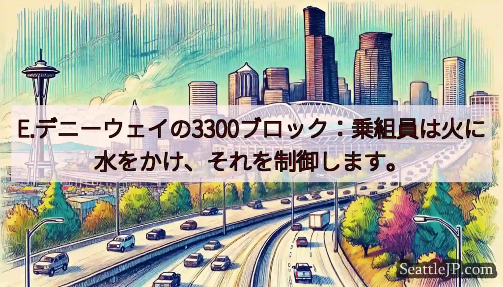 E.デニーウェイの3300ブロック：乗組員は火に水をかけ、それを制御します。