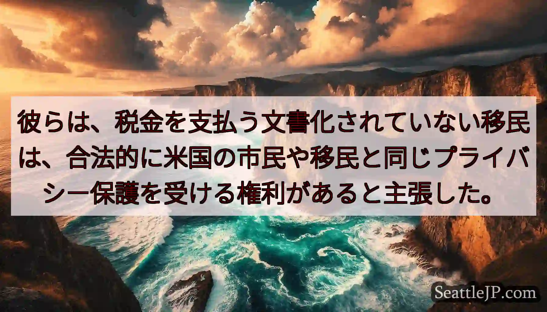 彼らは、税金を支払う文書化されていない移民は、合法的に米国の市民や移民と同じプライバシー保護を受ける