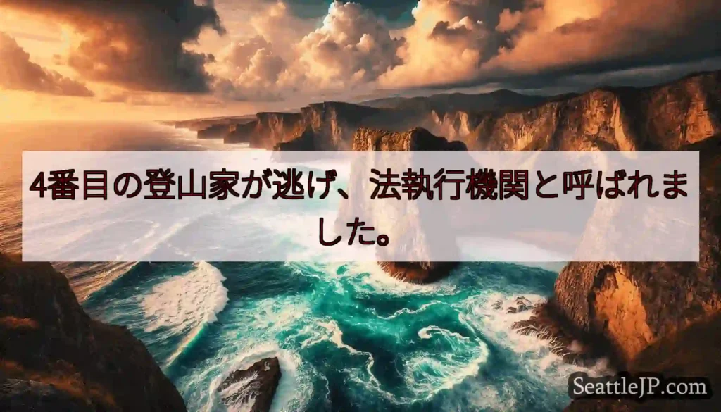 4番目の登山家が逃げ、法執行機関と呼ばれました。