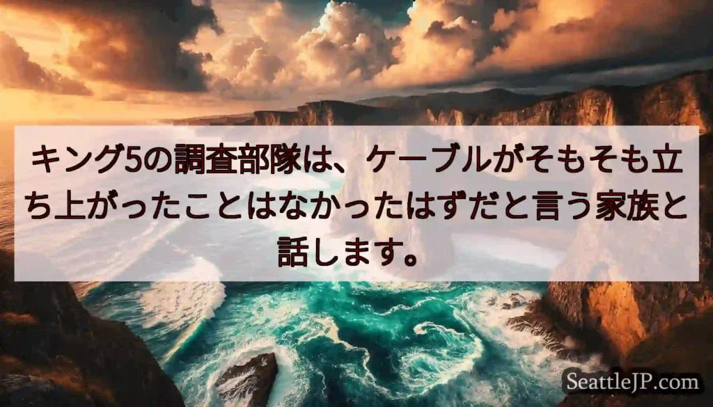 キング5の調査部隊は、ケーブルがそもそも立ち上がったことはなかったはずだと言う家族と話します。