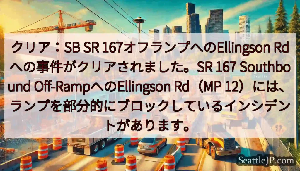 クリア：SB SR 167オフランプへのEllingson Rdへの事件がクリアされました。SR