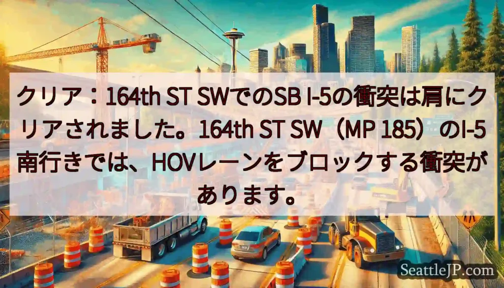 クリア：164th ST SWでのSB I-5の衝突は肩にクリアされました。164th ST