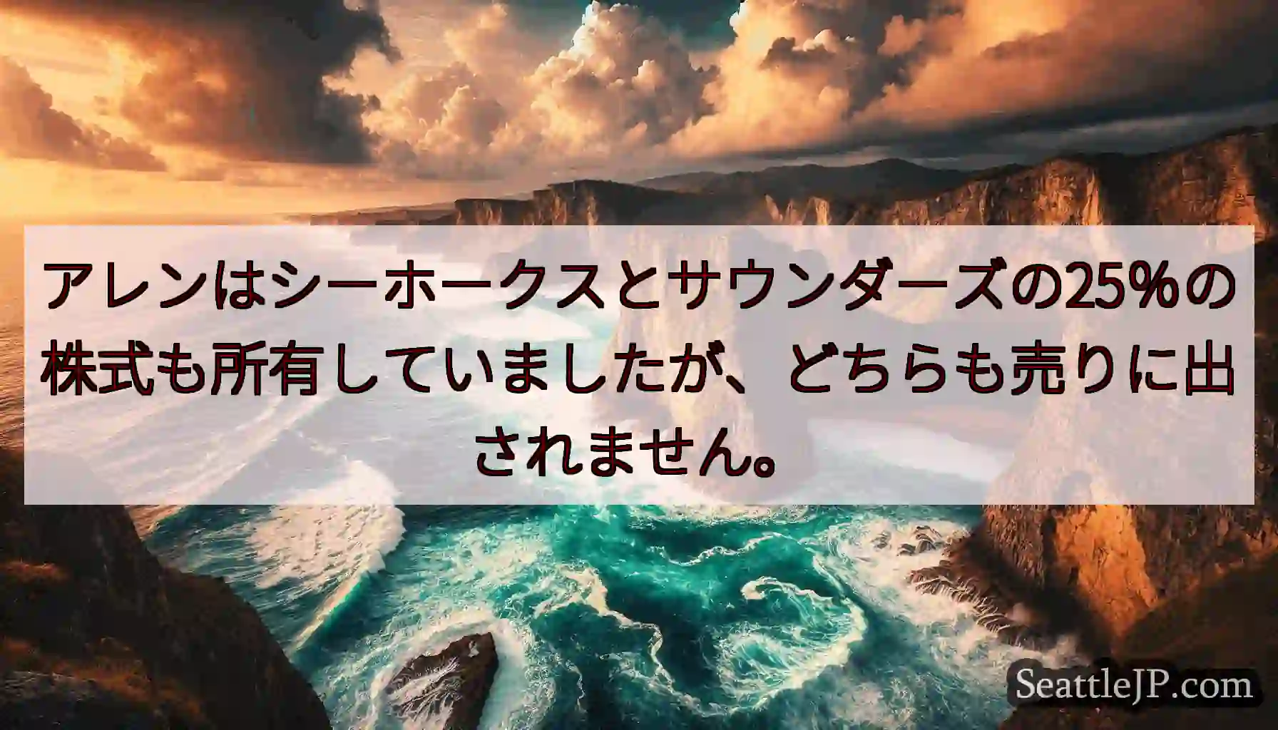 アレンはシーホークスとサウンダーズの25％の株式も所有していましたが、どちらも売りに出されません。