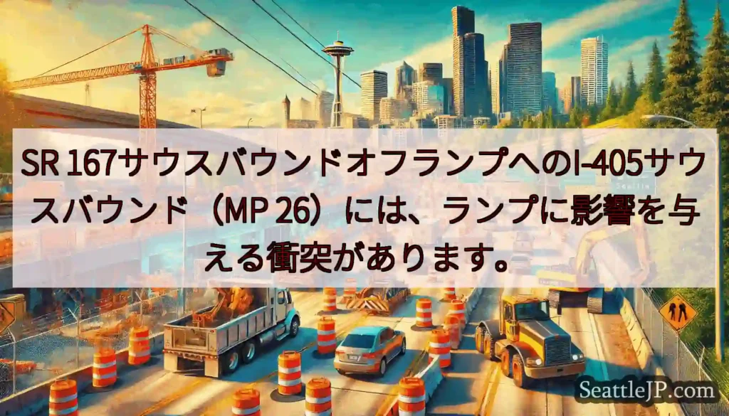 SR 167サウスバウンドオフランプへのI-405サウスバウンド（MP