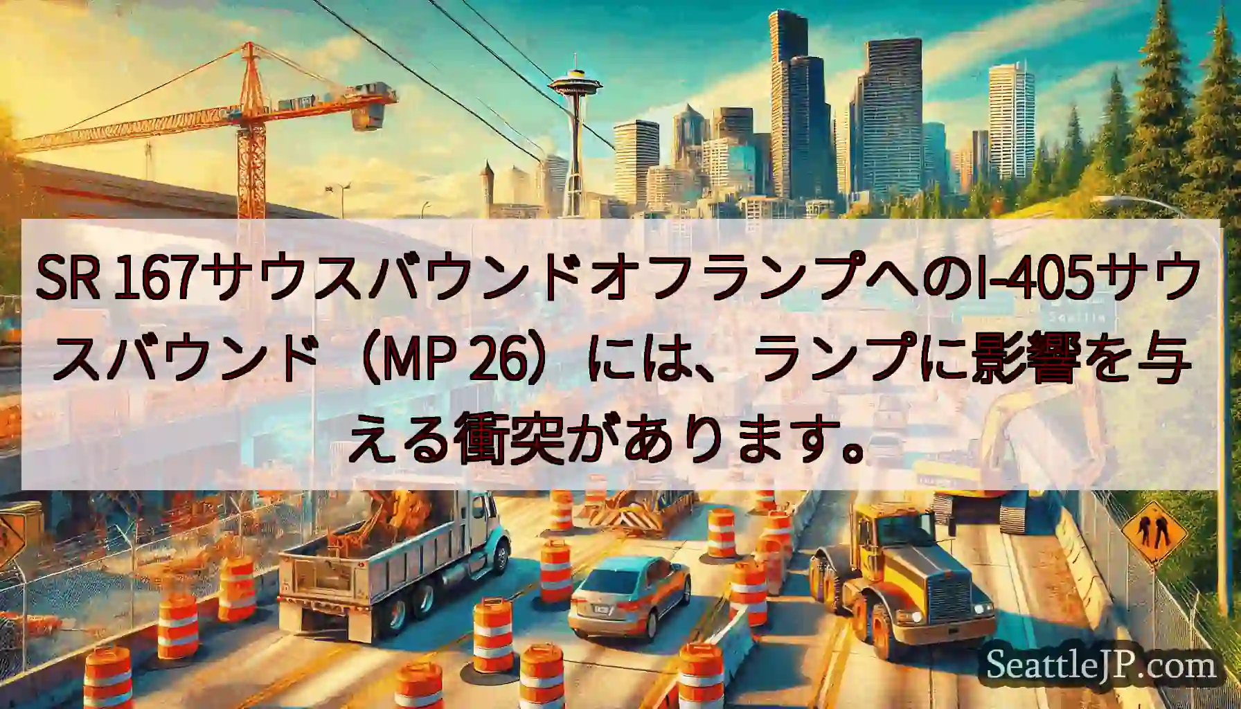 SR 167サウスバウンドオフランプへのI-405サウスバウンド（MP