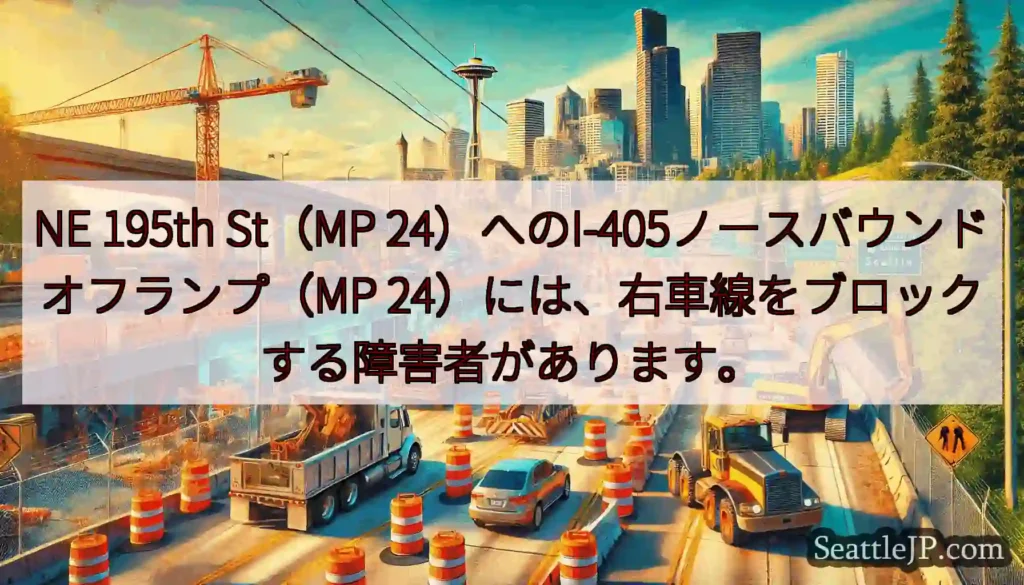 NE 195th St（MP 24）へのI-405ノースバウンドオフランプ（MP