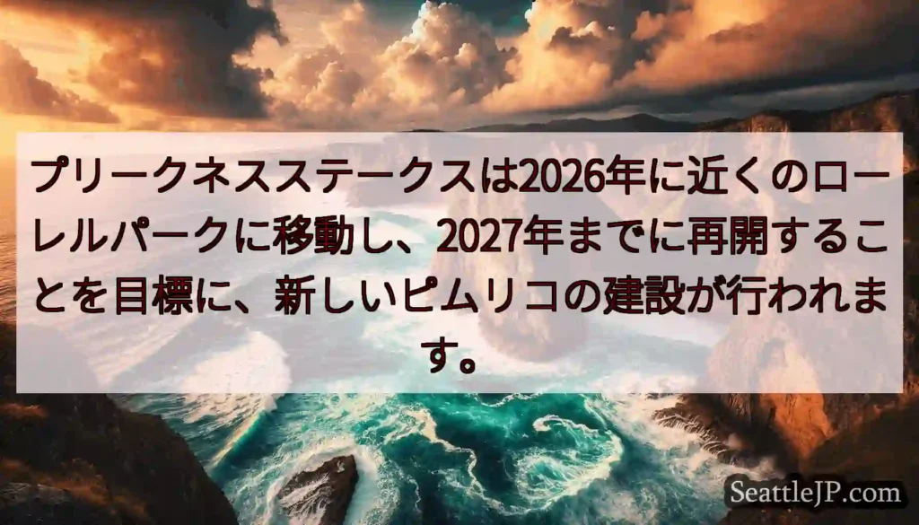 プリークネスステークスは2026年に近くのローレルパークに移動し、2027年までに再開することを目標
