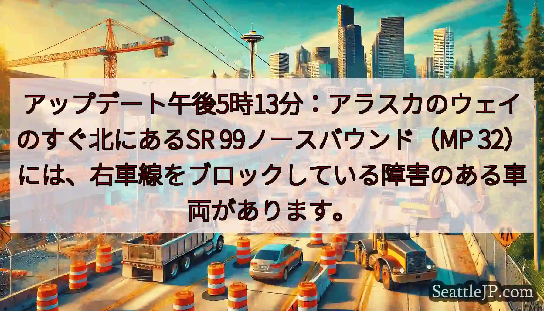 アップデート午後5時13分：アラスカのウェイのすぐ北にあるSR 99ノースバウンド（MP