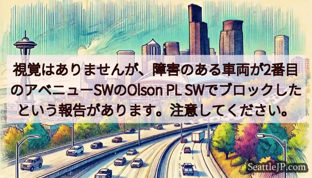 視覚はありませんが、障害のある車両が2番目のアベニューSWのOlson PL