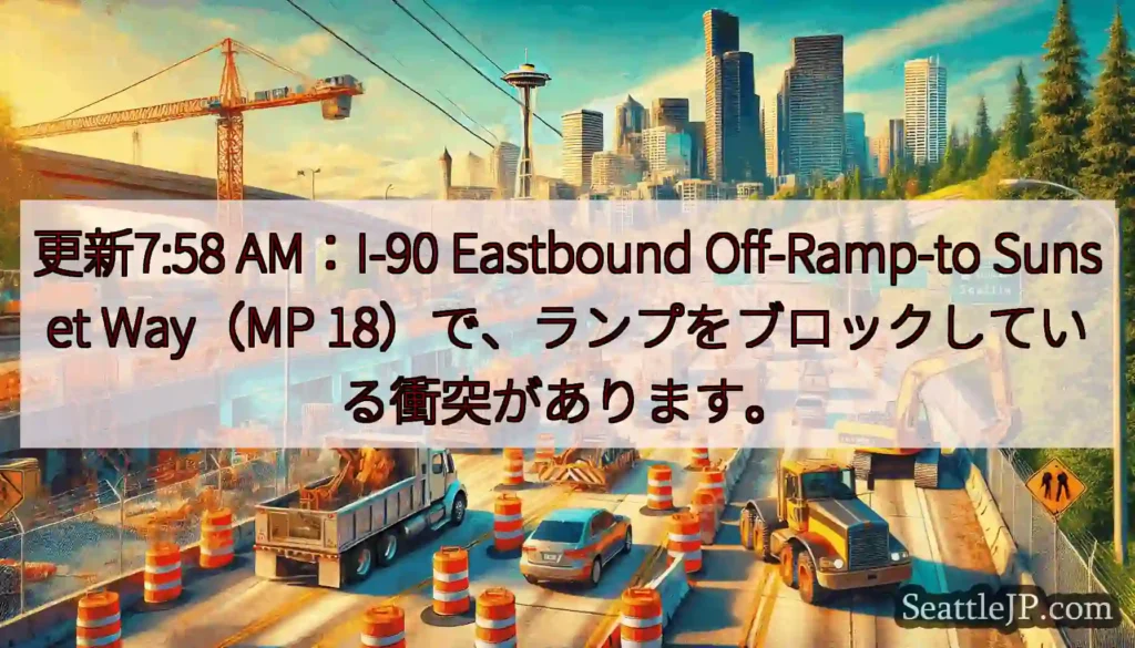 更新7:58 AM：I-90 Eastbound Off-Ramp-to Sunset