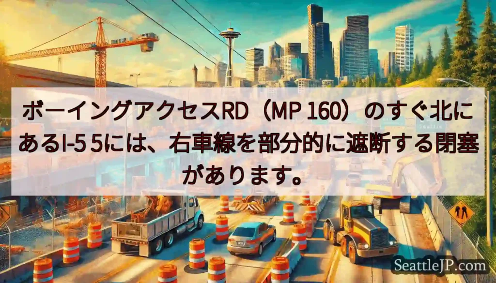 ボーイングアクセスRD（MP 160）のすぐ北にあるI-5