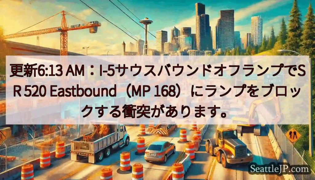 更新6:13 AM：I-5サウスバウンドオフランプでSR 520 Eastbound（MP