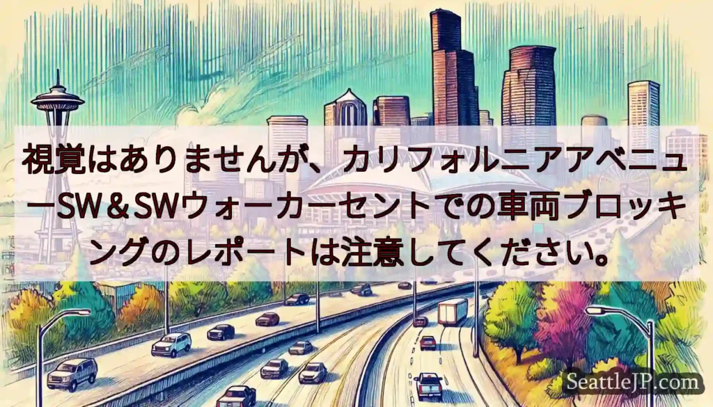 視覚はありませんが、カリフォルニアアベニューSW＆SWウォーカーセントでの車両ブロッキングのレポート
