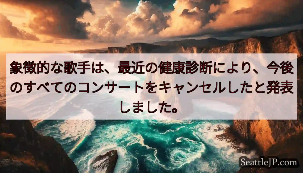 象徴的な歌手は、最近の健康診断により、今後のすべてのコンサートをキャンセルしたと発表しました。