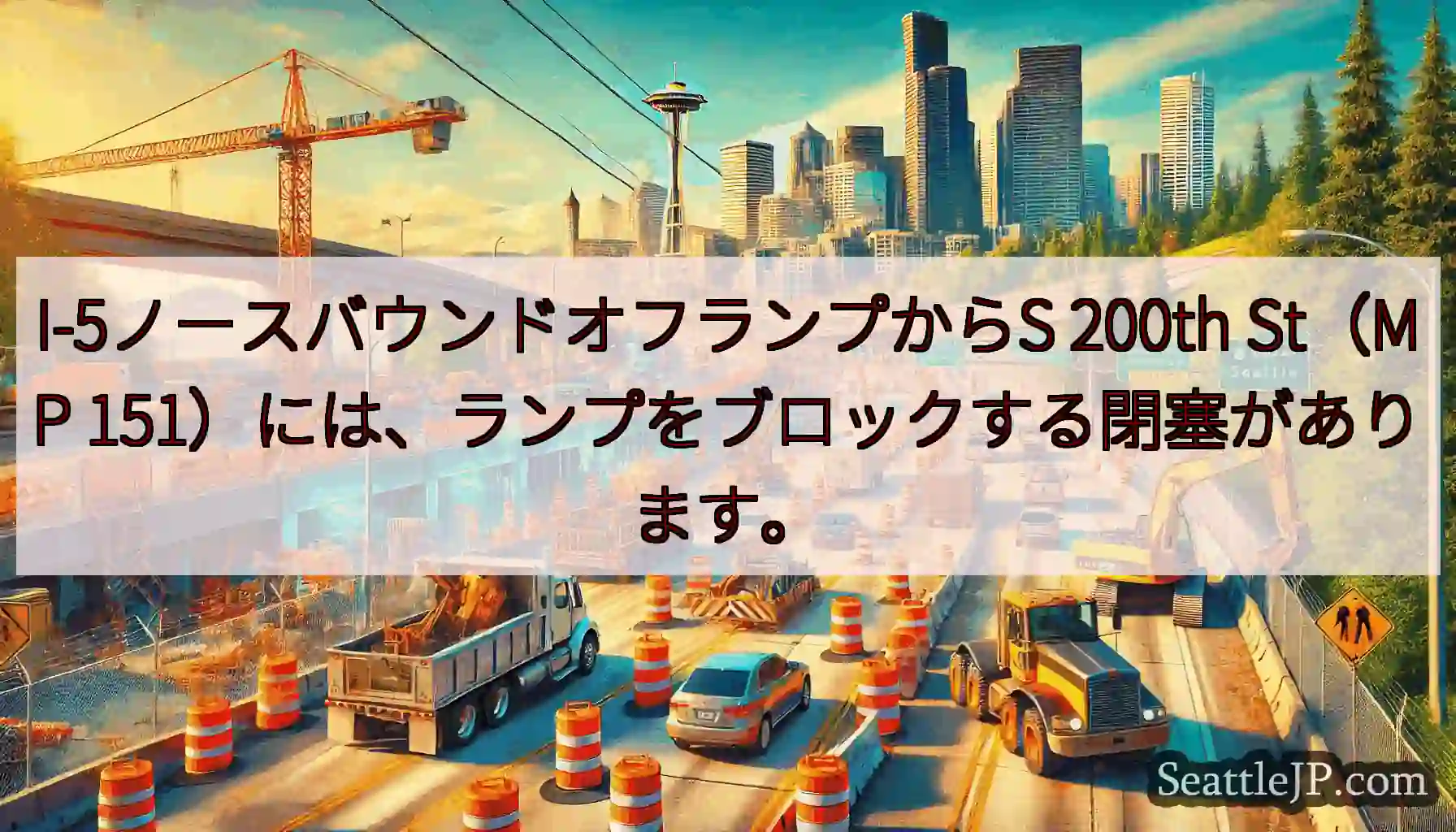 I-5ノースバウンドオフランプからS 200th St（MP