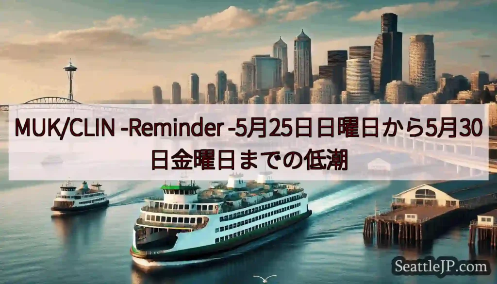 MUK/CLIN -Reminder -5月25日日曜日から5月30日金曜日までの低潮