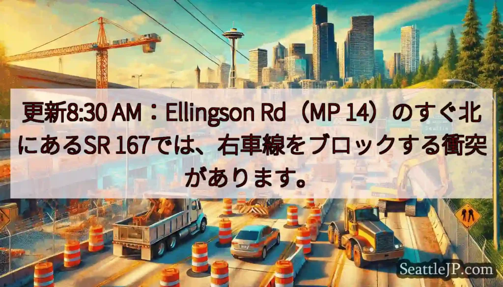 更新8:30 AM：Ellingson Rd（MP 14）のすぐ北にあるSR