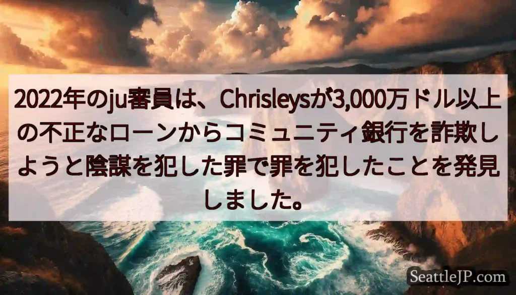 2022年のju審員は、Chrisleysが3,000万ドル以上の不正なローンからコミュニティ銀行を