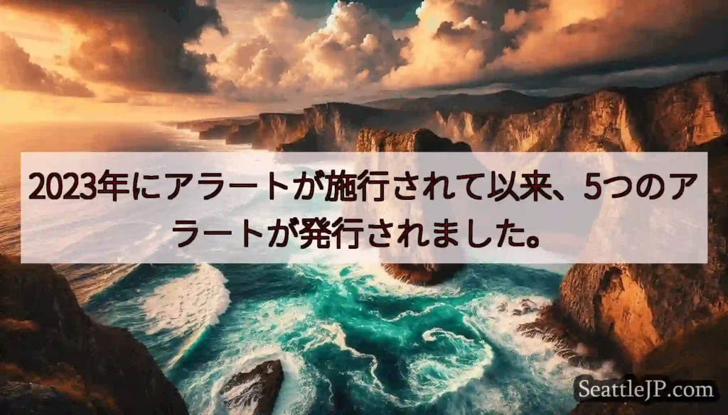 2023年にアラートが施行されて以来、5つのアラートが発行されました。
