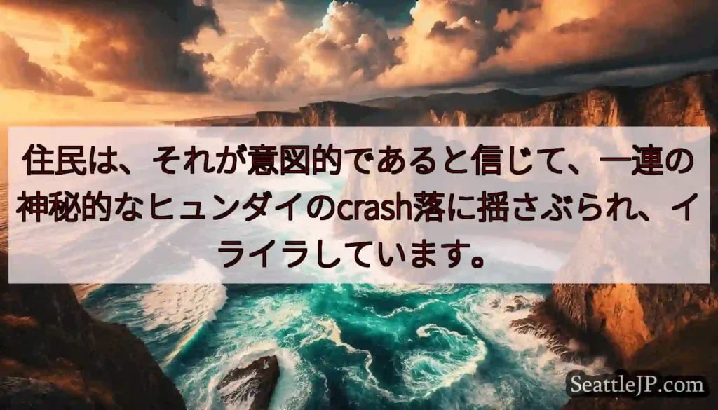住民は、それが意図的であると信じて、一連の神秘的なヒュンダイのcrash落に揺さぶられ、イライラして