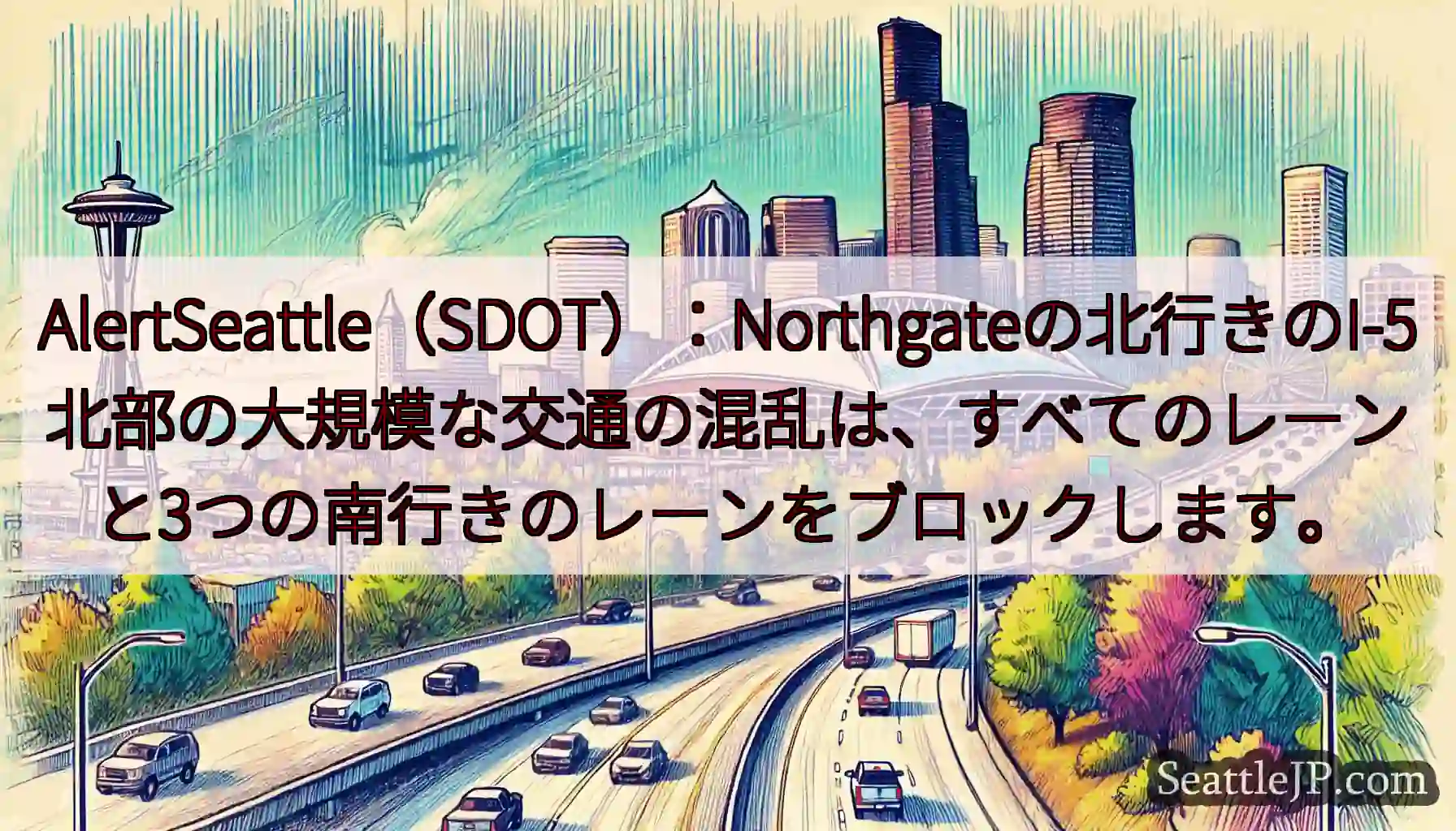 AlertSeattle（SDOT）：Northgateの北行きのI-5北部の大規模な交通の混乱は、
