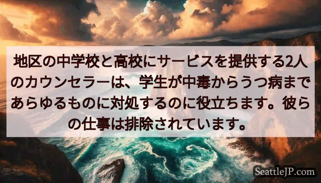 地区の中学校と高校にサービスを提供する2人のカウンセラーは、学生が中毒からうつ病まであらゆるものに対