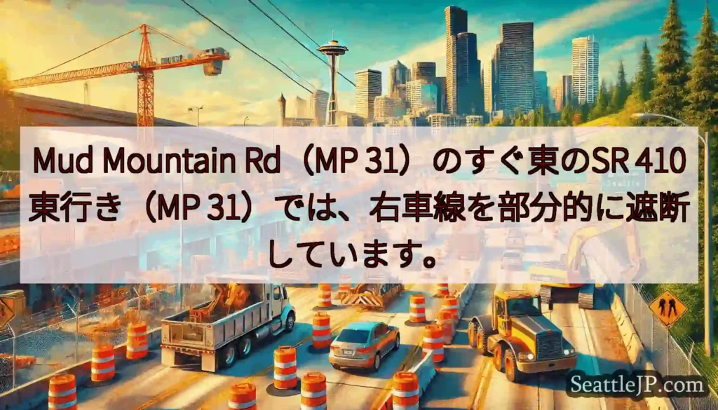 Mud Mountain Rd（MP 31）のすぐ東のSR 410東行き（MP