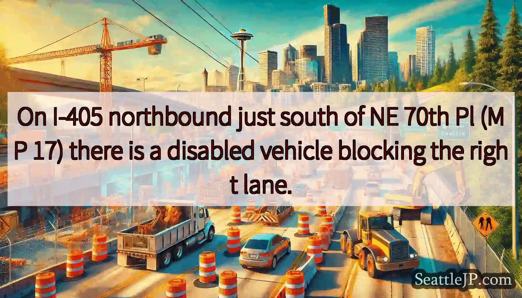 On I-405 northbound just south of NE 70th Pl (MP