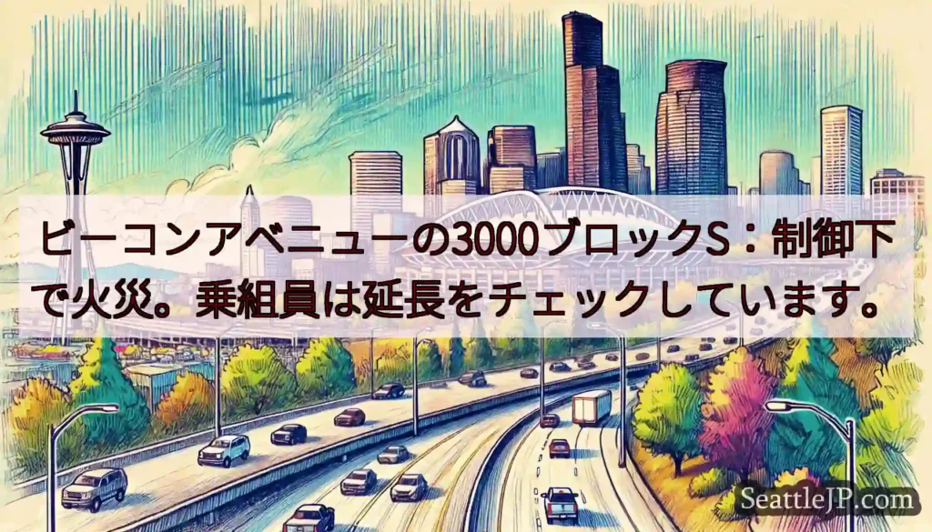 ビーコンアベニューの3000ブロックS：制御下で火災。乗組員は延長をチェックしています。