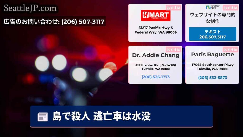島で殺人 逃亡車は水没