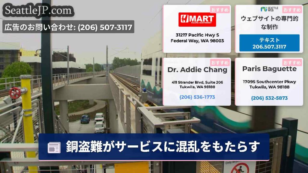 銅盗難がサービスに混乱をもたらす