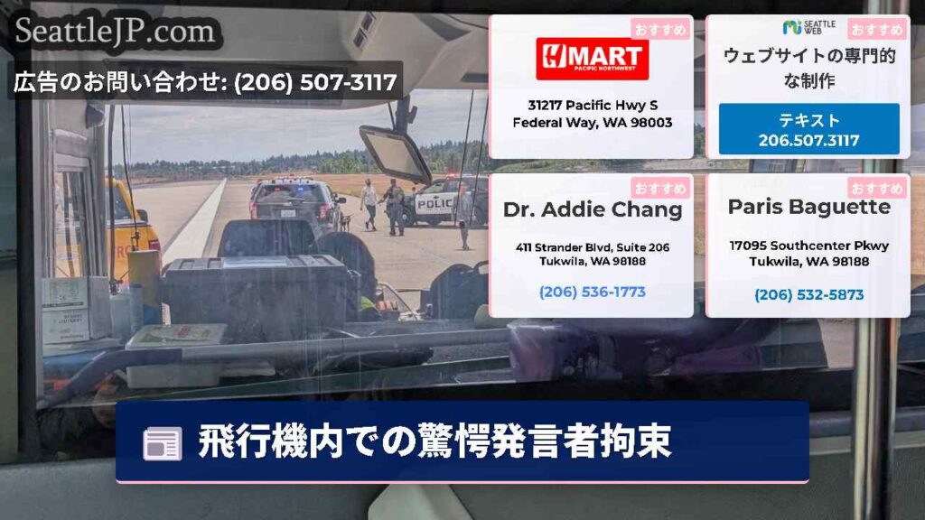 飛行機内での驚愕発言者拘束