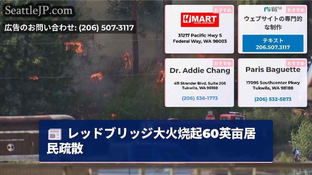 レッドブリッジ大火烧起60英亩居民疏散