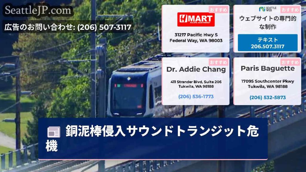 銅泥棒侵入サウンドトランジット危機