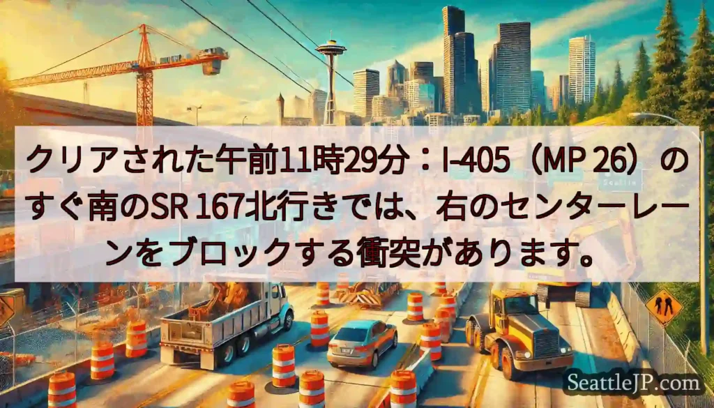クリアされた午前11時29分：I-405（MP 26）のすぐ南のSR