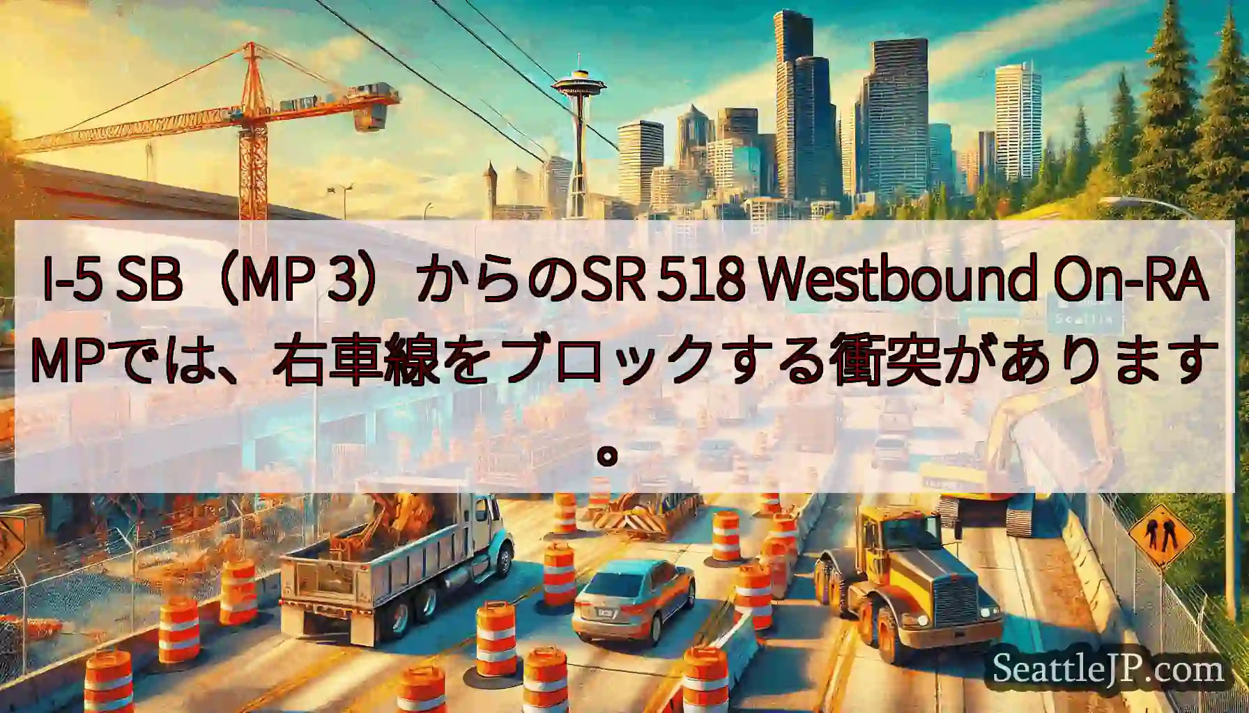 I-5 SB（MP 3）からのSR 518 Westbound