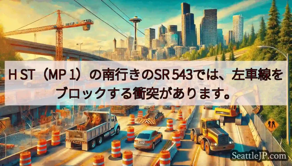 H ST（MP 1）の南行きのSR 543では、左車線をブロックする衝突があります。