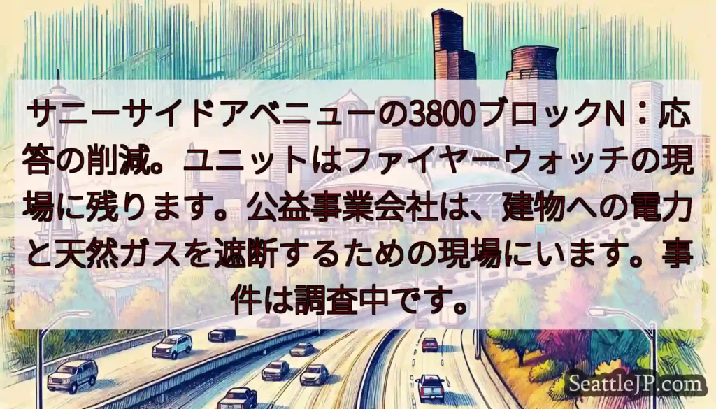 サニーサイドアベニューの3800ブロックN：応答の削減。ユニットはファイヤーウォッチの現場に残ります