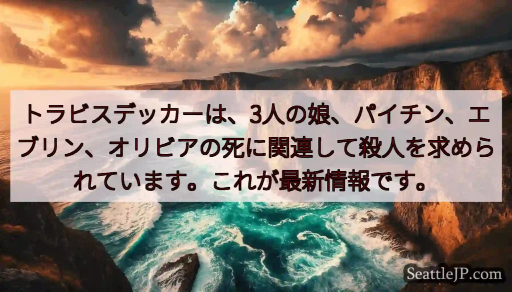 トラビスデッカーは、3人の娘、パイチン、エブリン、オリビアの死に関連して殺人を求められています。これ