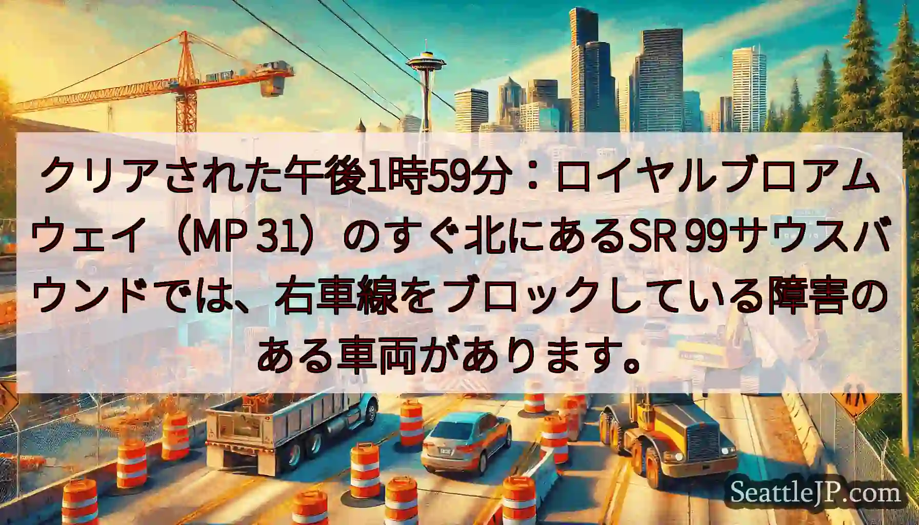 クリアされた午後1時59分：ロイヤルブロアムウェイ（MP 31）のすぐ北にあるSR