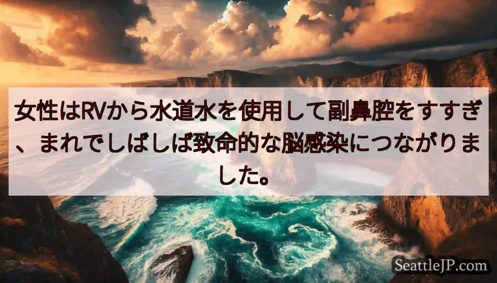 女性はRVから水道水を使用して副鼻腔をすすぎ、まれでしばしば致命的な脳感染につながりました。