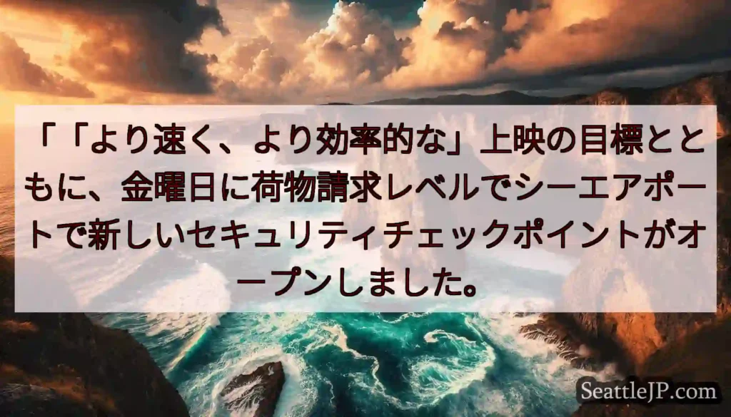 「「より速く、より効率的な」上映の目標とともに、金曜日に荷物請求レベルでシーエアポートで新しいセキュ