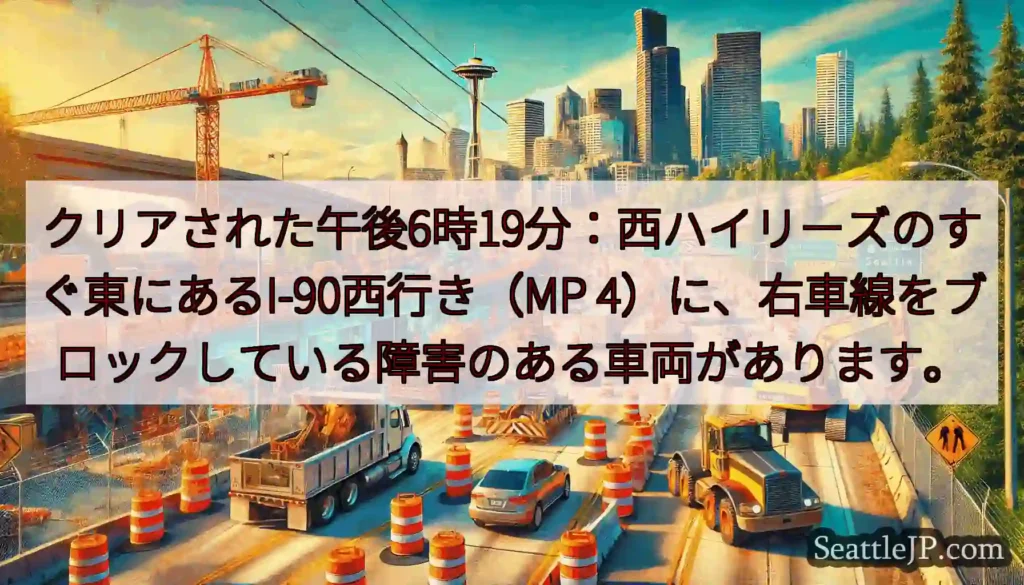 クリアされた午後6時19分:西ハイリーズのすぐ東にあるI-90西行き(MP