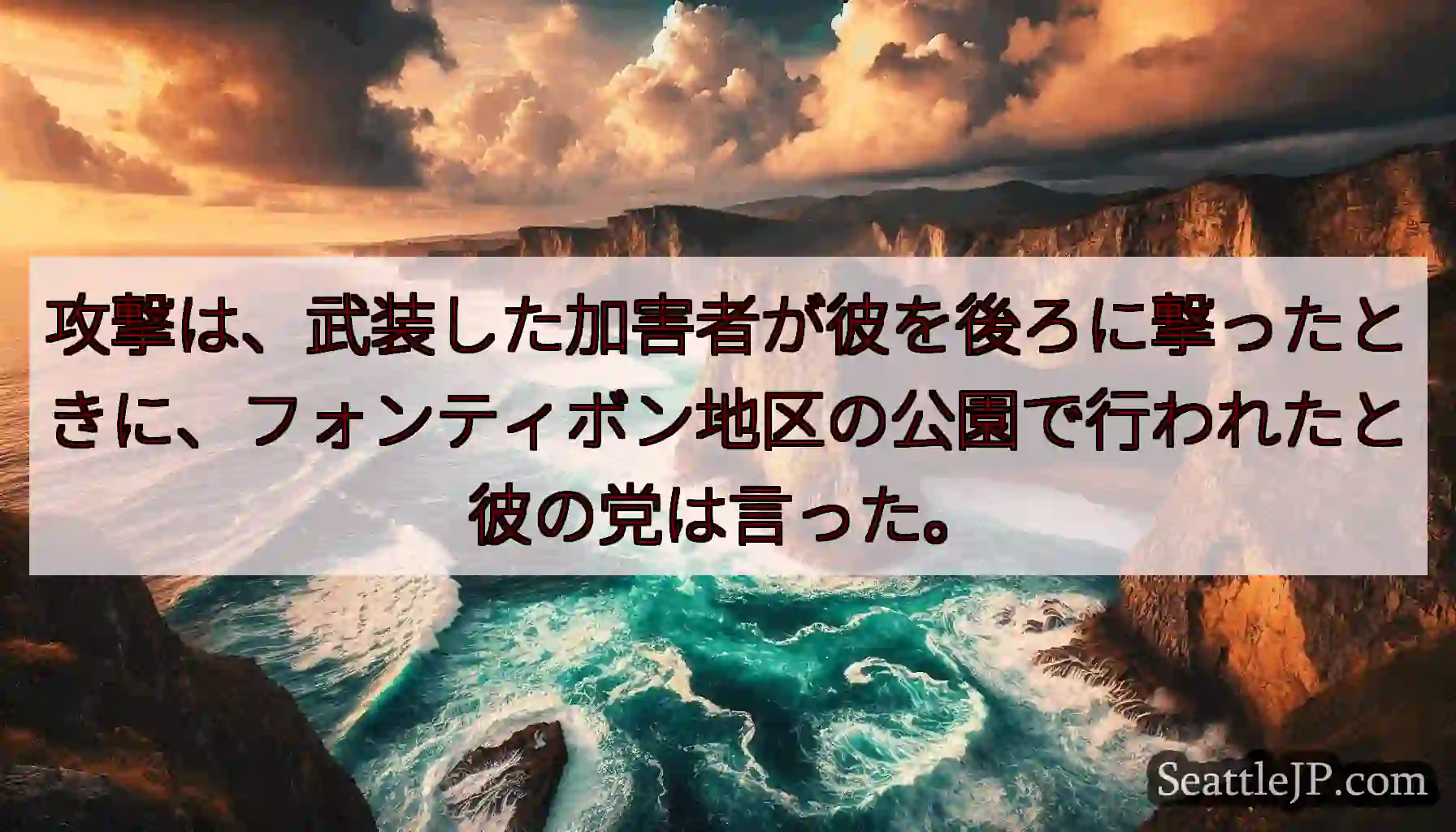 攻撃は、武装した加害者が彼を後ろに撃ったときに、フォンティボン地区の公園で行われたと彼の党は言った。