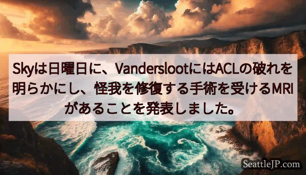 Skyは日曜日に、VanderslootにはACLの破れを明らかにし、怪我を修復する手術を受けるMR