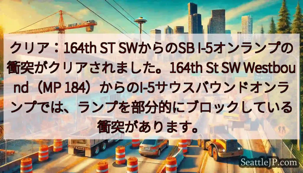 クリア：164th ST SWからのSB I-5オンランプの衝突がクリアされました。164th